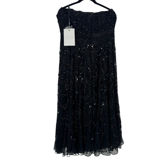 Mac Duggal Black Embellished Mesh Strapless Sequin Beaded Midi Dress Size 10 NWT - Picture 12 of 13